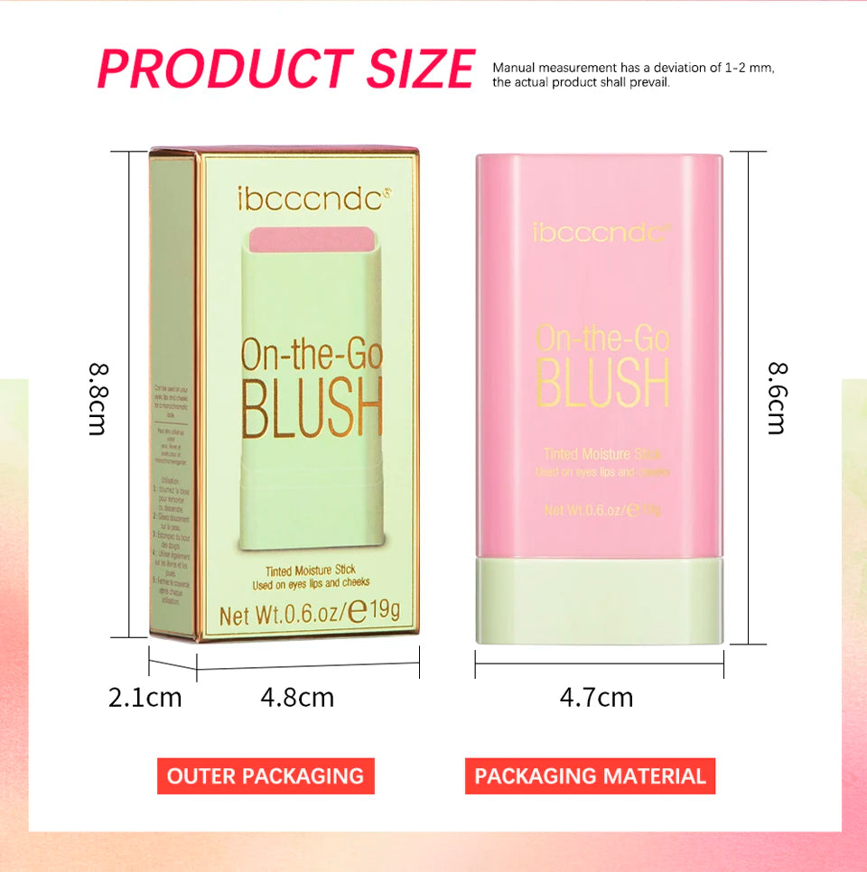 ibcccndc Rotating Blush Cream Tinted Moisture Stick Naturally Long-lasting Moisturizing Waterproof And Non-Removing Orange Blush