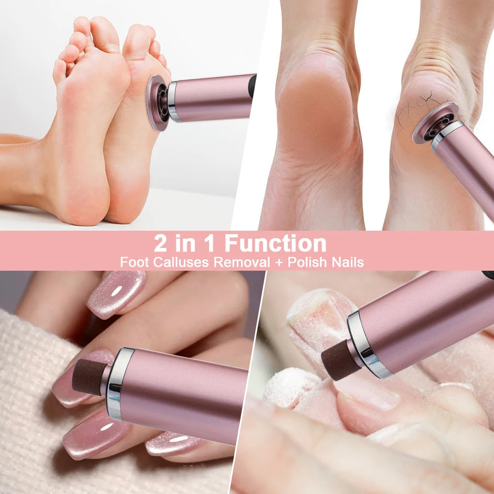 USB Rechargeable Wireless Electric Foot File Cuticle Callus Remover Machine Pedicure Tools Foot Heel Care Tool With Sandpaper