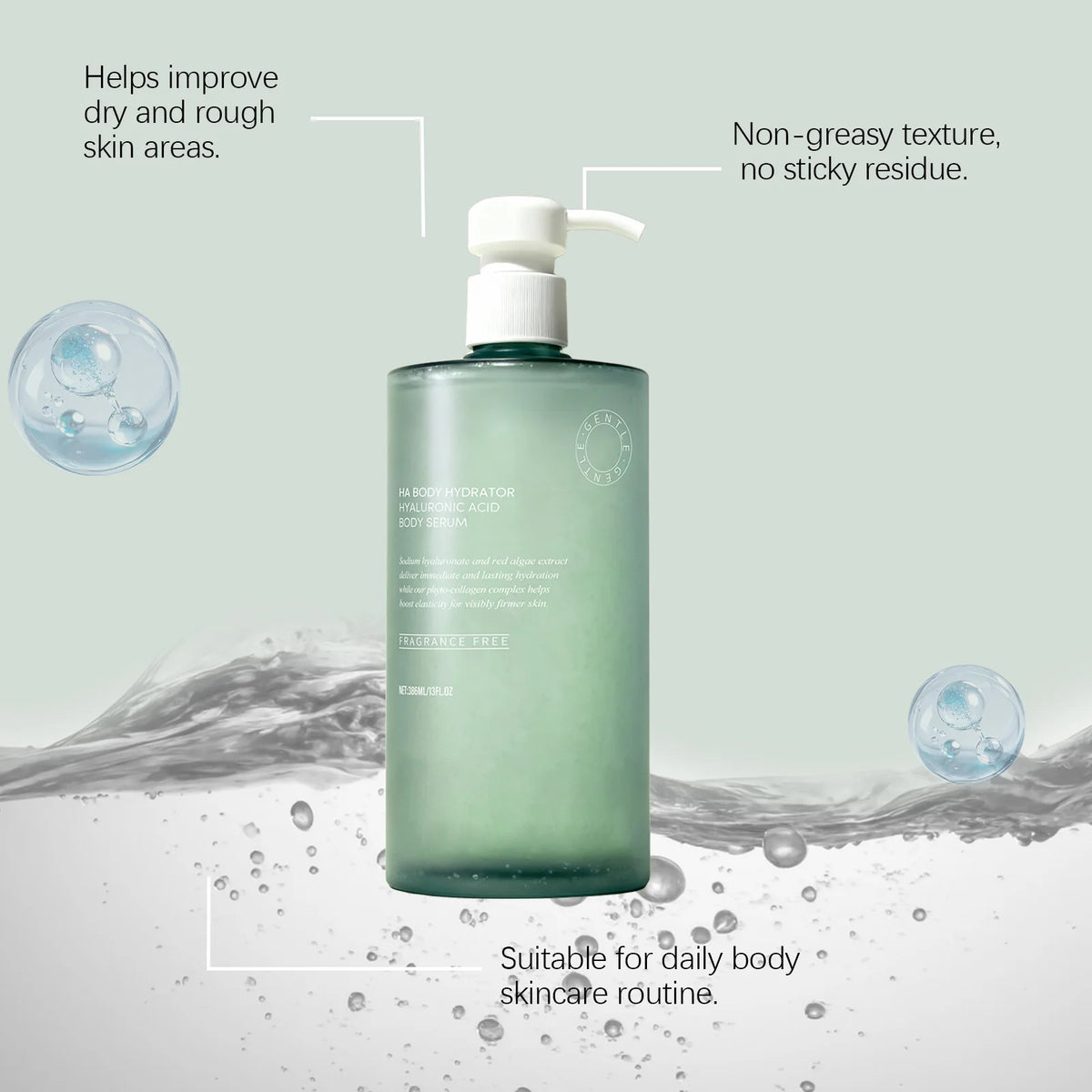 Hyaluronic Acid Body Serum - Moisturizes, Softens Skin, Enhances Elasticity, Smooth, Refreshing, and Hydrating