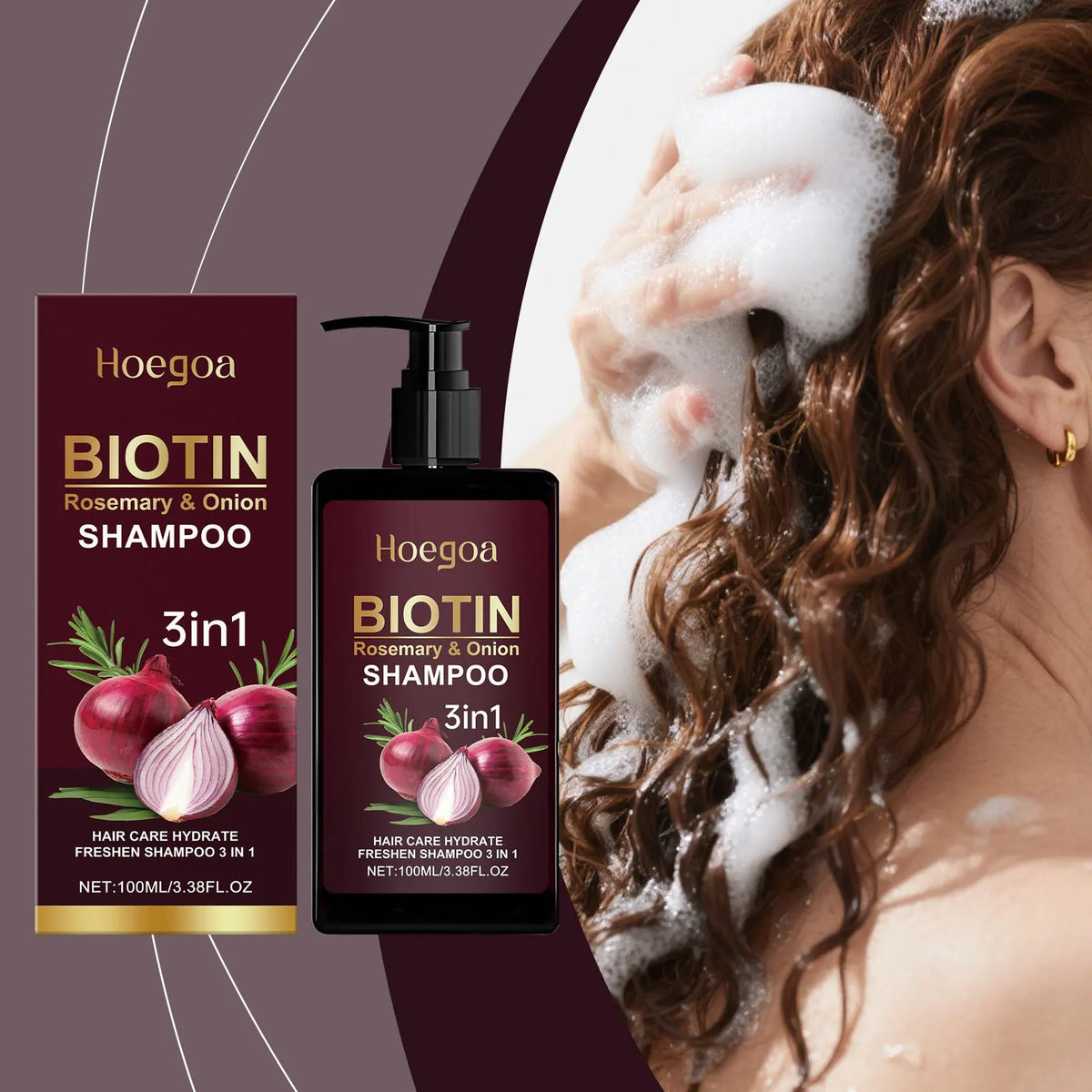 Red Onion Rosemary Shampoo Anti Hair Loss Repair Damaged Frizz Deep Cleansing Oil Control Thickening Hair Growth Shampoo