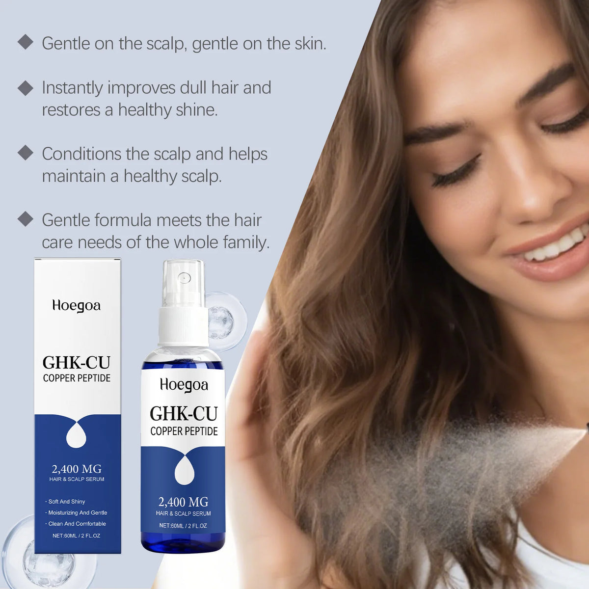Copper Peptide Hair Growth Serum Anti Loss Improve Thinning Hair Moisturizer Smoothing Repairs Damaged Hair Scalp Care Essence