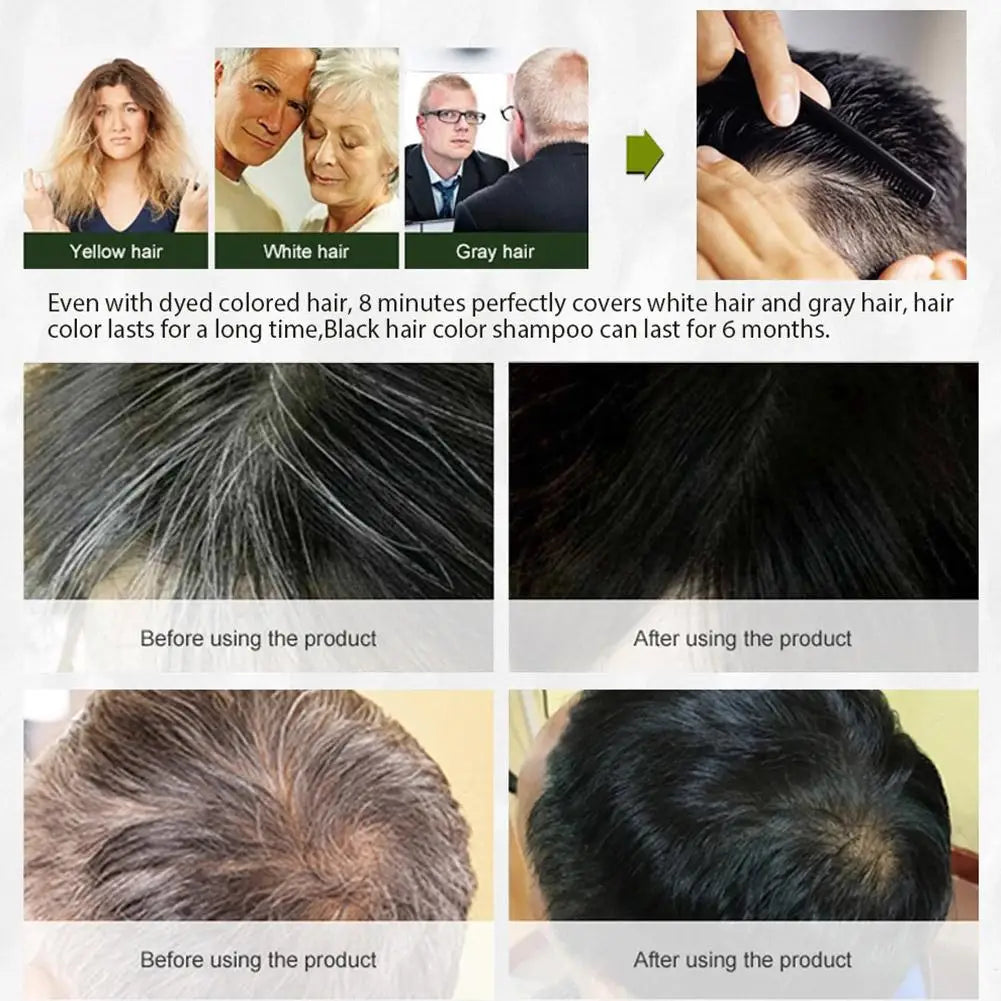 3-in-1 Collagen Argan Oil Shampoo Long-Lasting Black Hair Dye Shampoo for Men Women Nourishes Colors Gray Hair, 400/420ml