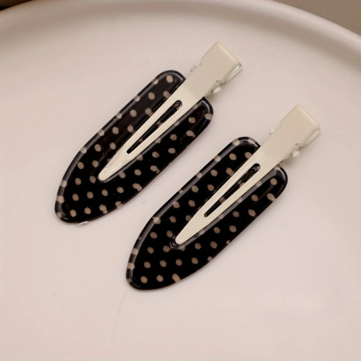 Black White Polka Dot Acrylic Hair Clips Minimalist Secure Hold Suitable for Daily Wear Party Outfits Hair Styling Accessories