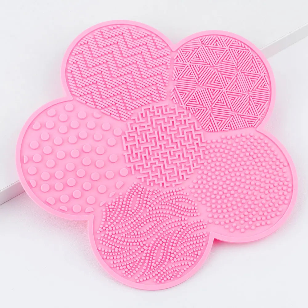 1Pcs Silicone Makeup Brush Cleaning Mat, Flower Shape Makeup Brush Cleaner Pad, Portable Makeup Brush Cleaner With Suction Cup