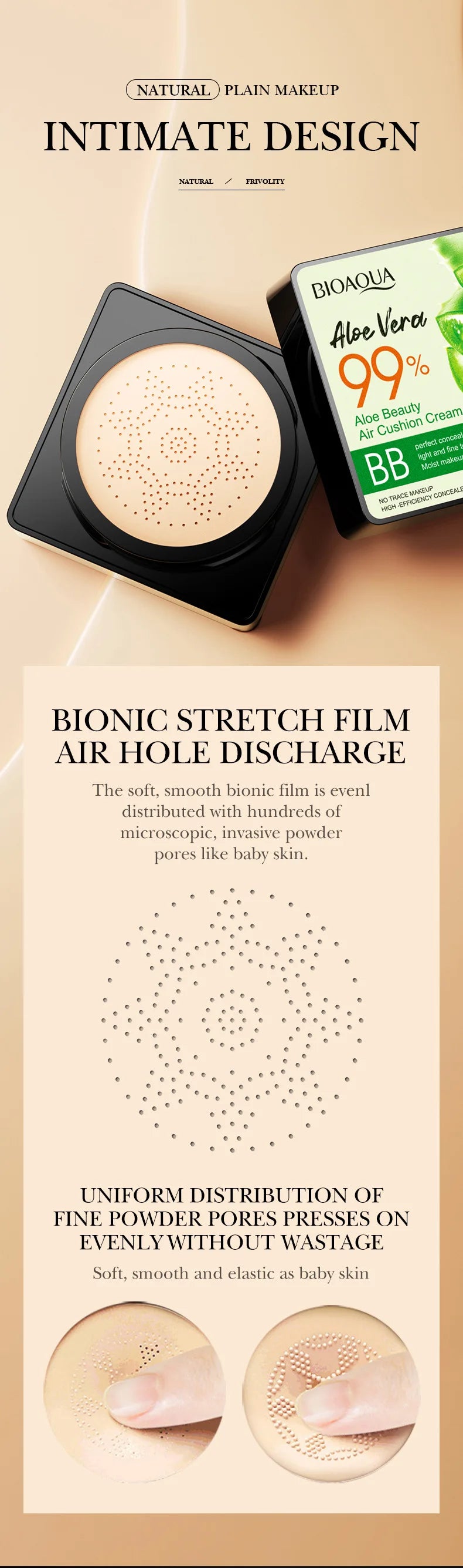 Aloe Air Cushion Foundation CC Cream Water Feeling Flawless BB Cream Moisturizing Oil Control Smooth Natural Concealer