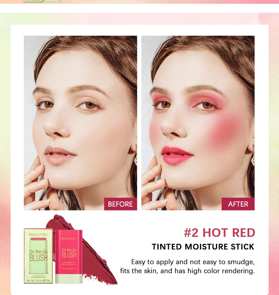 ibcccndc Rotating Blush Cream Tinted Moisture Stick Naturally Long-lasting Moisturizing Waterproof And Non-Removing Orange Blush