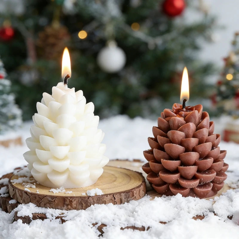 1PC Christmas Pine Cone Fragrance Candle Handmade Creative Soybean Wax Pine Cone Ornament Pendant Ins Wind Decoration