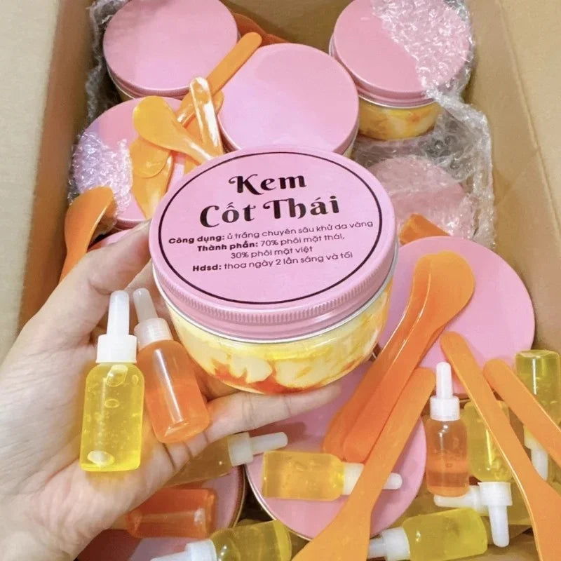 200g Kem Body Cốt Thái Rỉ Dầu Vàng Nắp Hồng Ram Trắng Mịn Da, Chống Lão Hóa, Dưỡng Ẩm Da