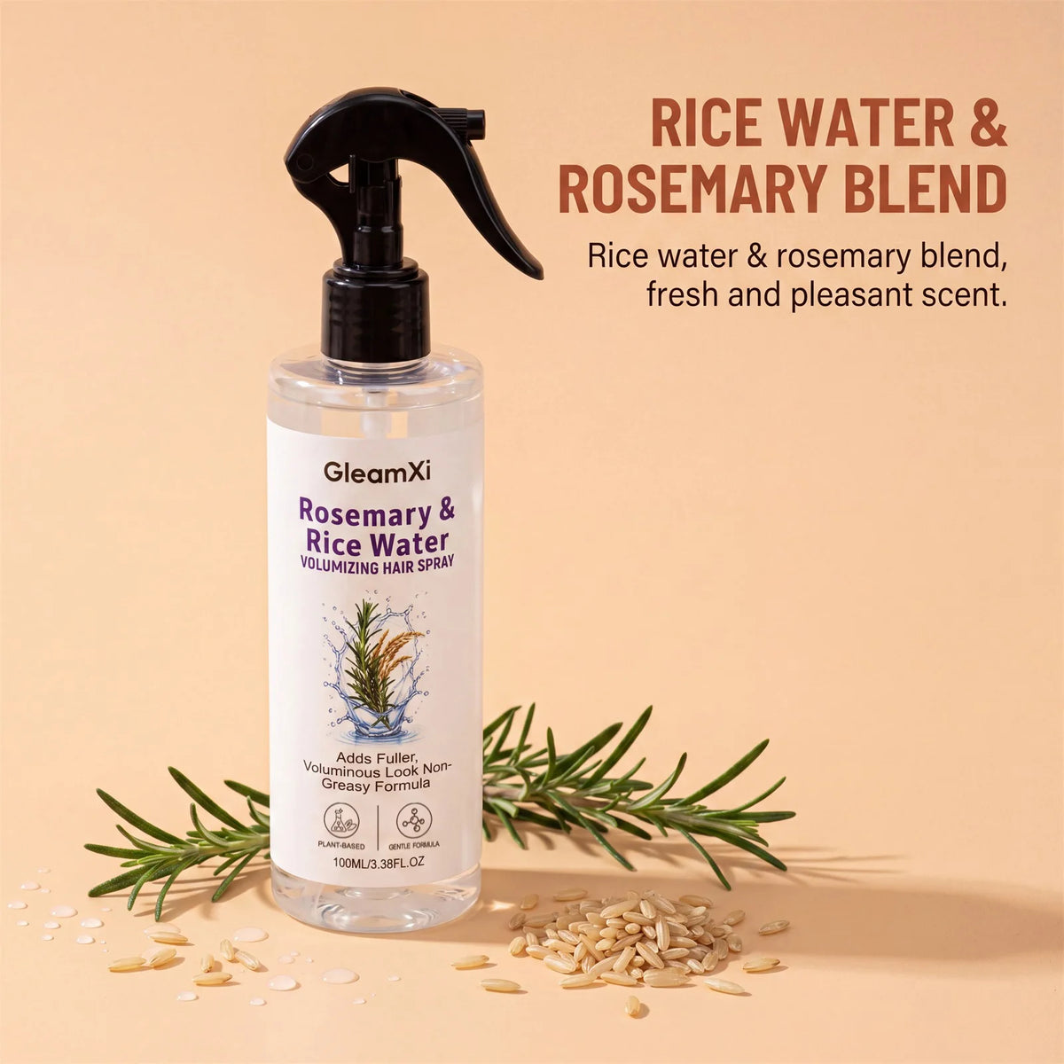 Rosemary Rice Water Hair Spray Volumizing Smoothing Leave-in Conditioner For Fine Flat Hair Oil Control Refreshing Scalp Care