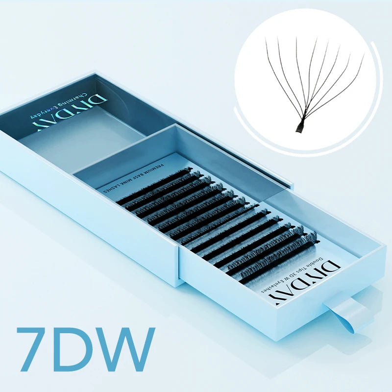 DIYDAY W Shape Eyelash Extension 3d 4d 5d 6d 7d 8d W-Shaped Eyelashes Premade Fans Individual BASF Mink Faux Lashes
