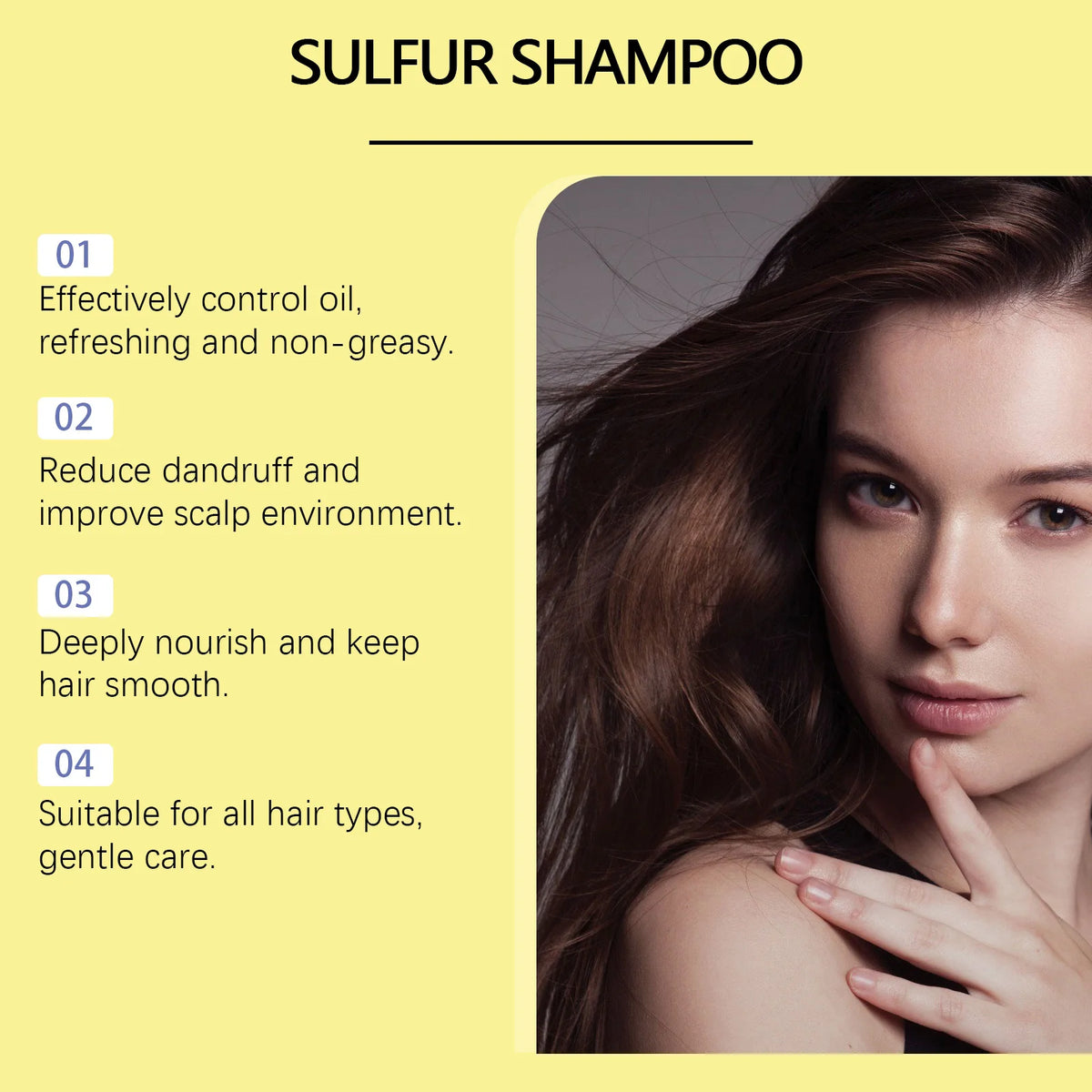 EELHOE Sulfur Shampoo Strengthen Roots Oil Control Fluffy Hair Moisturizing Mild Formula Itch Deeply Clean The Scalp 227g