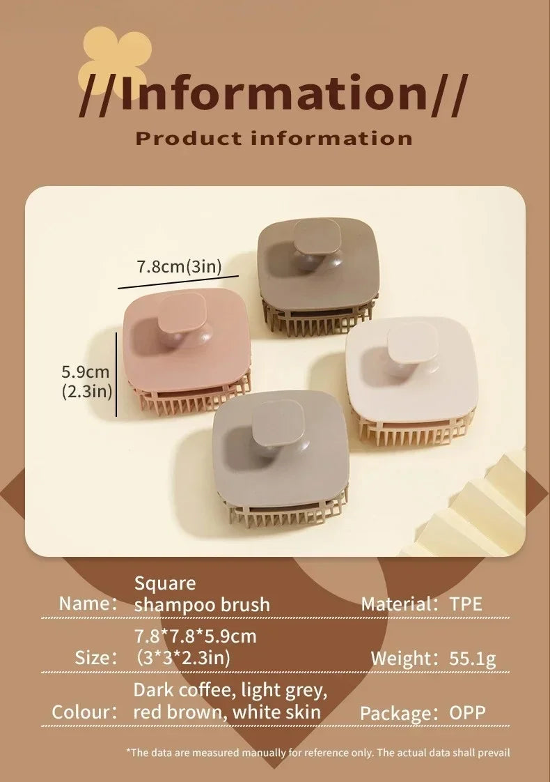 Square Shower Scalp Massager Brush Shampoo Hair Wash Comb Body Exfoliator Portable Salon Household Hairdressing Care Accessory