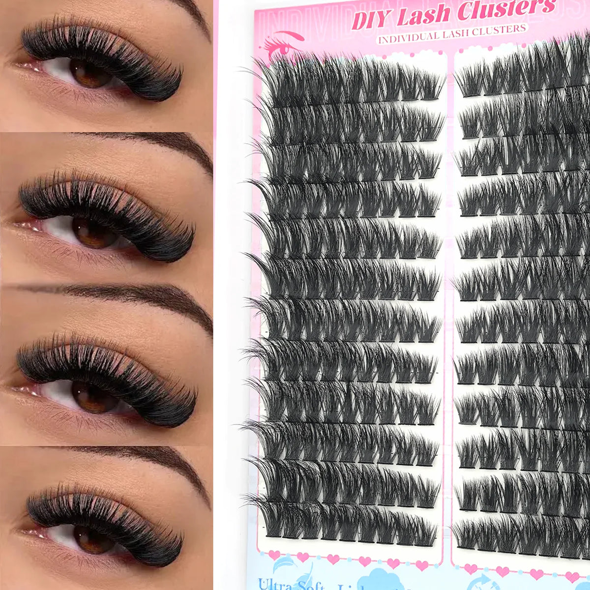 False Eyelashes Natural Wispy Individual Cluster Lashes Easy to Apply Soft & Lightweight Reusable for Daily Makeup