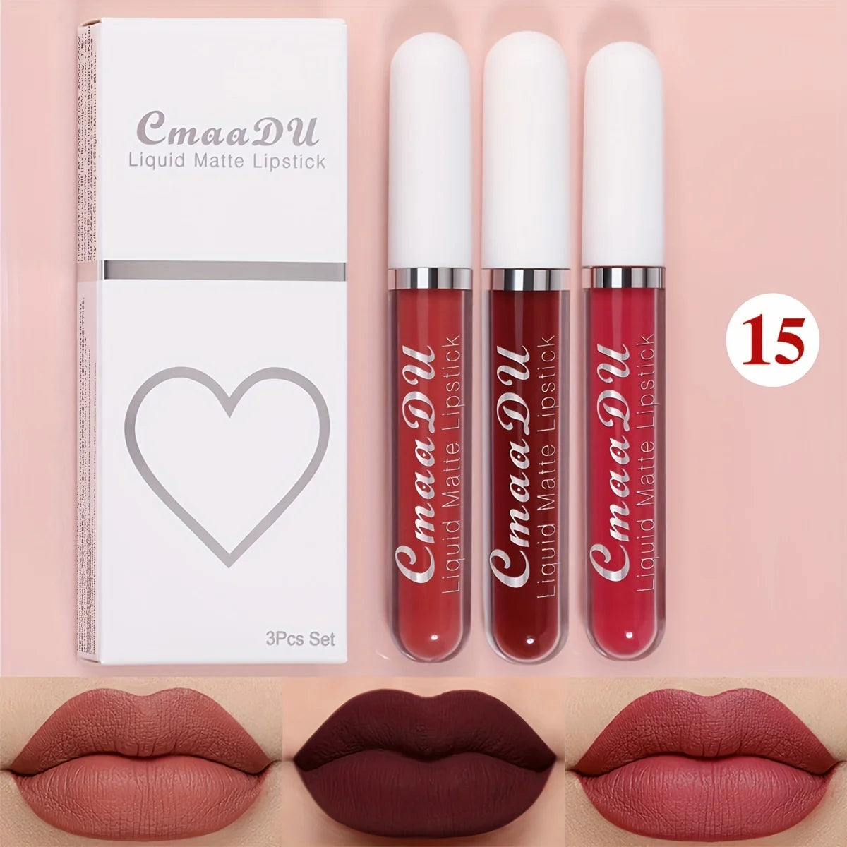 3 Pcs Matte Lipstick Lip Gloss Sets Long-Lasting Non-Fading Waterproof Non-stick Cup Exquisite Gift Everyday Holiday Universal