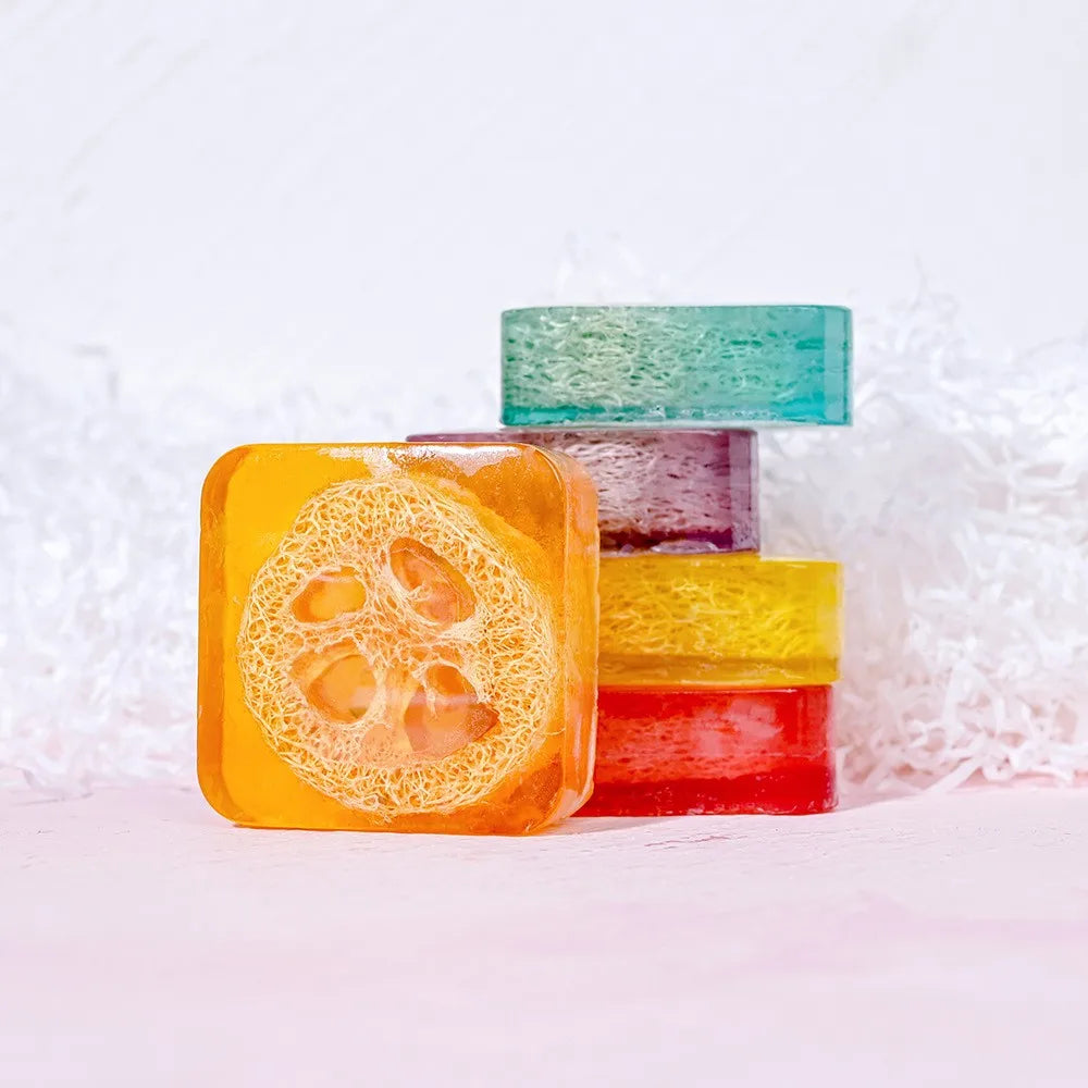100g Lemon Oil And Loofah Soap Natural Organic Handmade Soap Facial Cleansing Whitening Acne  Essential Oil Soap