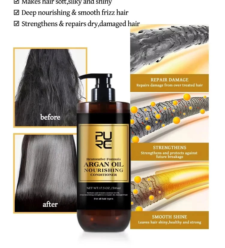 PURC Morocco Set Serum Smoothing Shampoo and Conditioner Repair Hair Mask Anti Dandruff Scalp Anti-Itch Hair Care Products Kit
