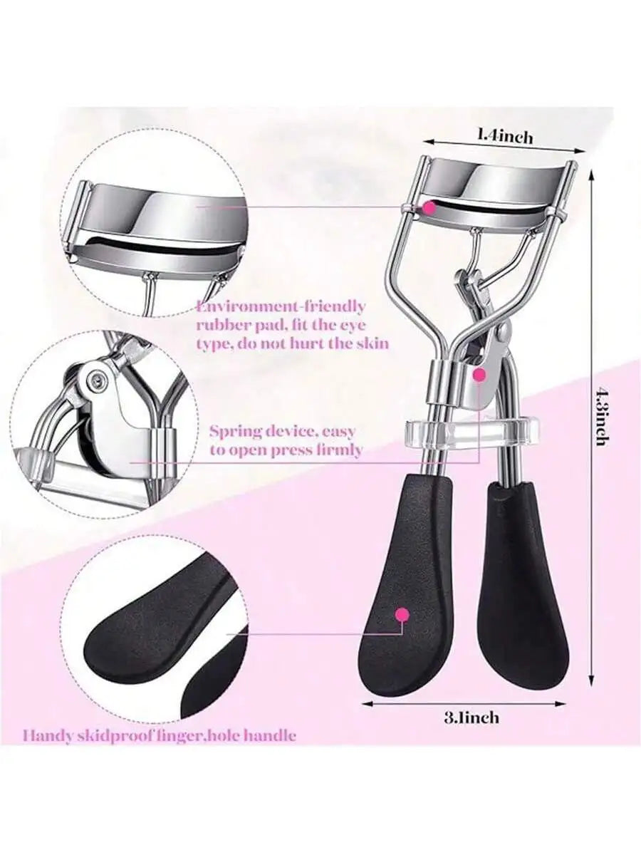 11-In-1 Eyelash Grooming Kit, Includes Eyelash Curler With Comb Separator, Eyelash Wand, Eyebrow Brush, 4 Silicone Refill Pads