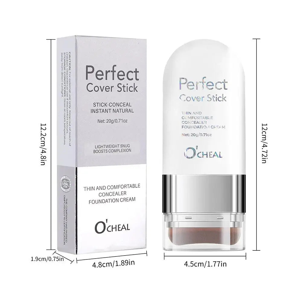 Upgrade O'CHEAL Perfect Cover Stick Thin And Comfortable Concealer Foundation Cream Stick Instant Natural Waterproof