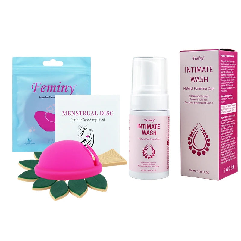 Menstrual Disc Woman Personal Health Set Medical Silicone Menstrual Disk With Intimate Wash