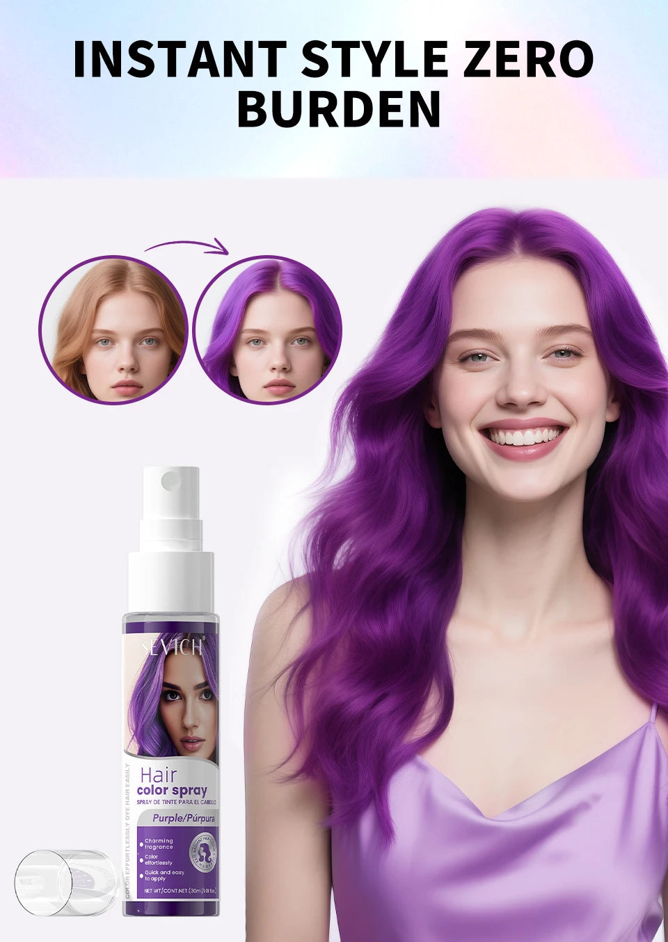 New Hair Color Spray 30ml Temporary Diy Hair Dye Spray Halloween Party Costume Instant Hair Styling Spray Disposable Hair Tools