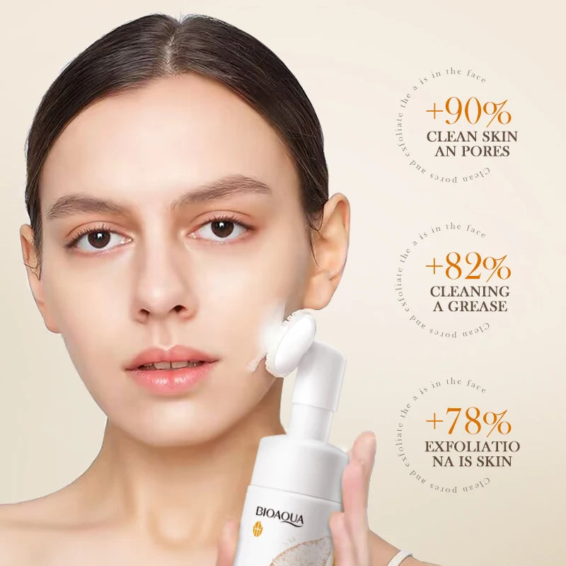 120ml BIOAOUA rice puree cleansing mousse, mild moisturizing, oil-controlling, pore-cleansing, exfoliating facial cleanser