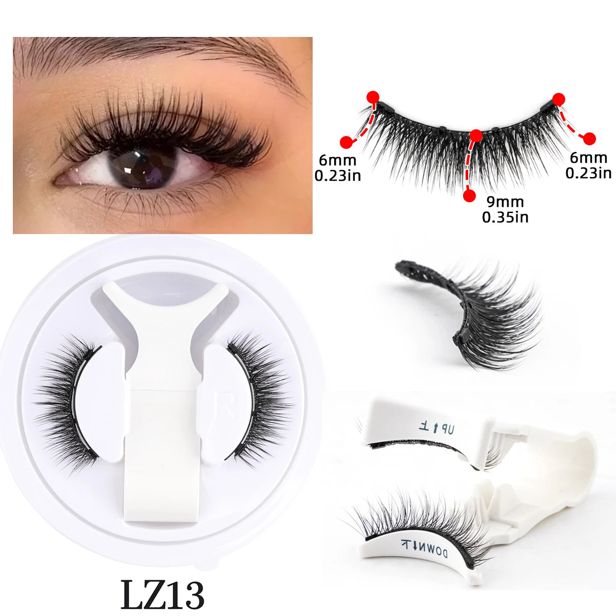 Reusable Magnetic Eyelashes 1 Pair Natural Curly Fluffy Magnetic False Eyelashes No Glue Needed Lashes Makeup with Tweezer Set