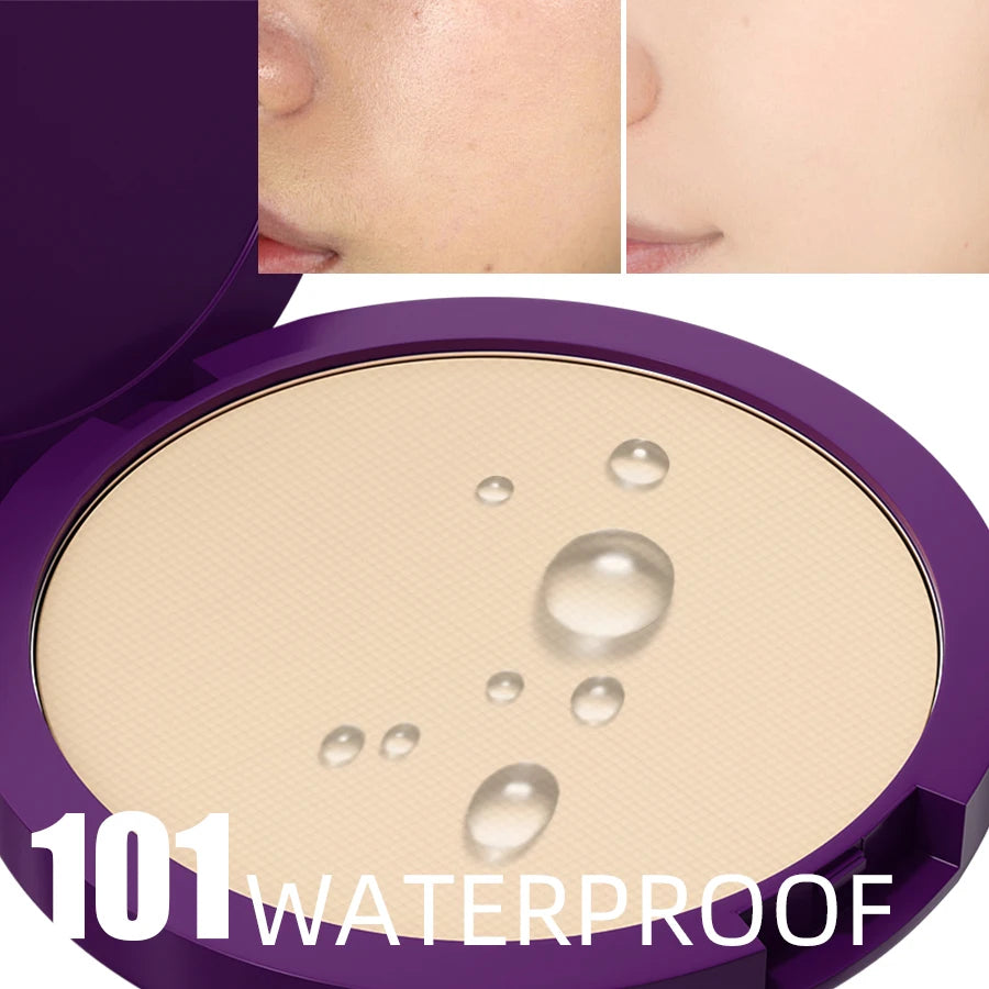 5 Colors Matte Full Coverage Pressed Powder Foundation 24H Fresh Wear Matte Weightless Finishing Powder Cosmetic Face Makeup