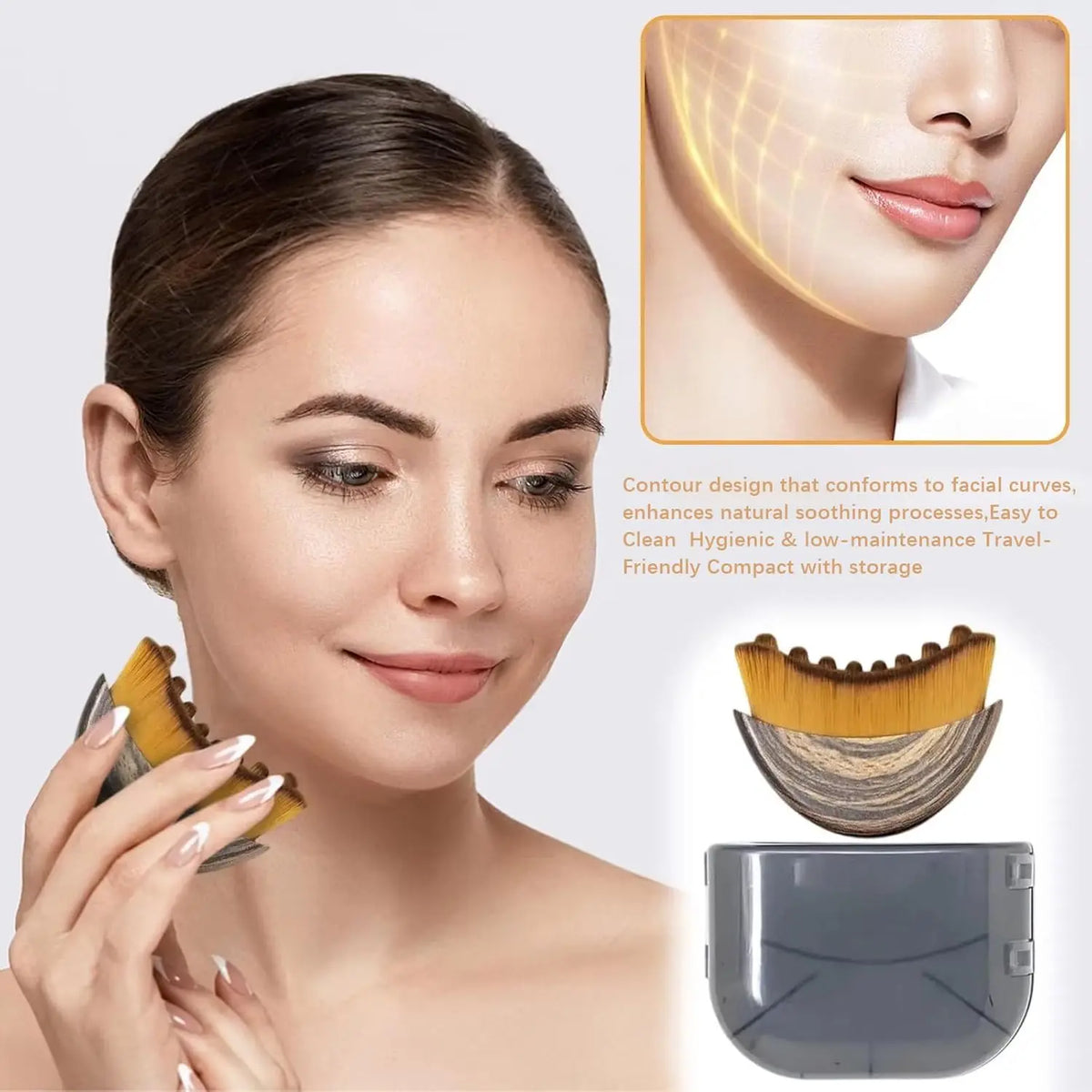 1/2 Pcs Lymphatic Contour Face Brush Dry Brushing Drainage Massager Gentle Exfoliation Chin Jawline Sculpting Skin Tightening