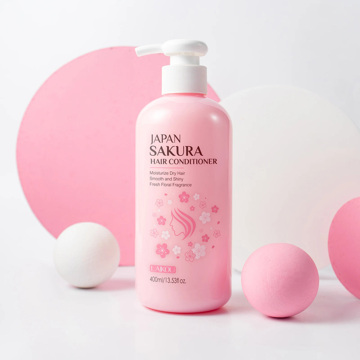 LAIKOU Japan Sakura Hair Conditioner Moisturizing Conditioner Smooth Shine Treatment Floral Scent Hair Repair 400ml