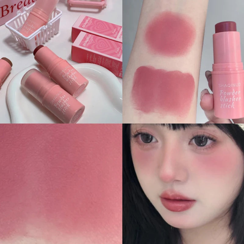 SHAQINUO Energizing Blush Stick - Natural Matte Finish, Creamy Texture, Easy to Blend for a Youthful Glow