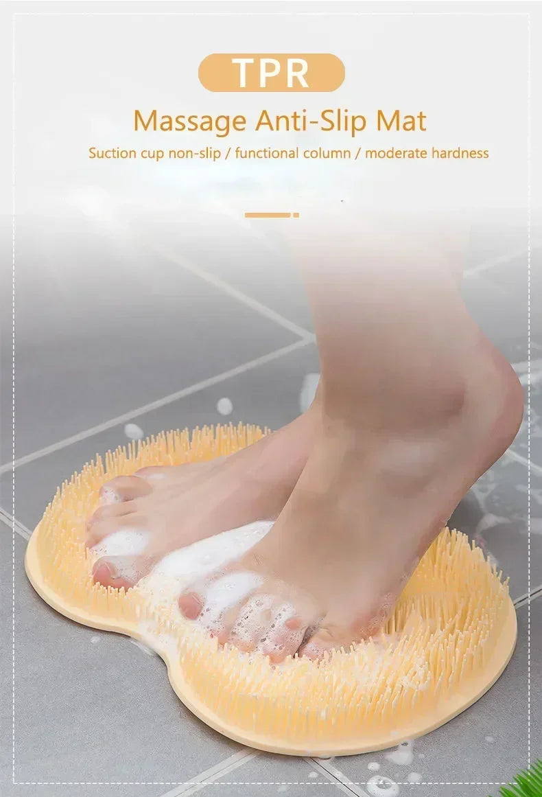 Silicone Rub Back Brush Bathroom Non-slip Wash Foot Pad Massage Shower Mat with Sucker Bath Massage Foot Exfoliating Brush Pad