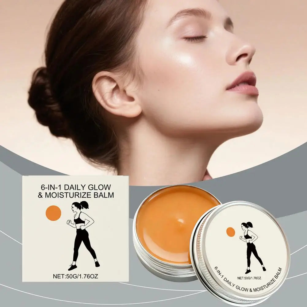 6-in-1 Daily Glow & Moisturize Day Balm, Night Balm & Face Scrub Reduces Acne & Redness, Moisturizing & Repairing Skin Care 50g
