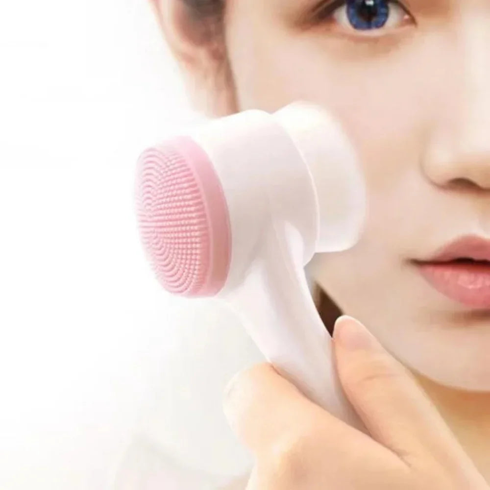 3D Double‑Sided Silicone Facial Cleansing Brush Soft Bristles Face Washing Tool Gentle Skin Exfoliator Massager For Pore Clean