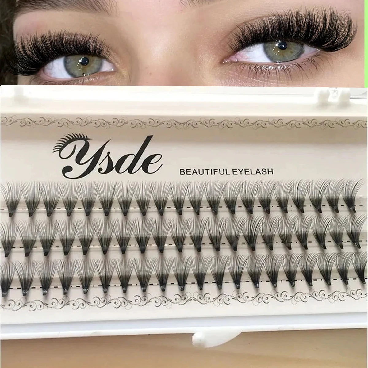 HBZGTLAD 8-18mm 60 Bundles/Set Natural 6/10/20D Black 0.07mm Fiber Lashes False Eyelashes Extension Beauty Tips Big Eye Tools