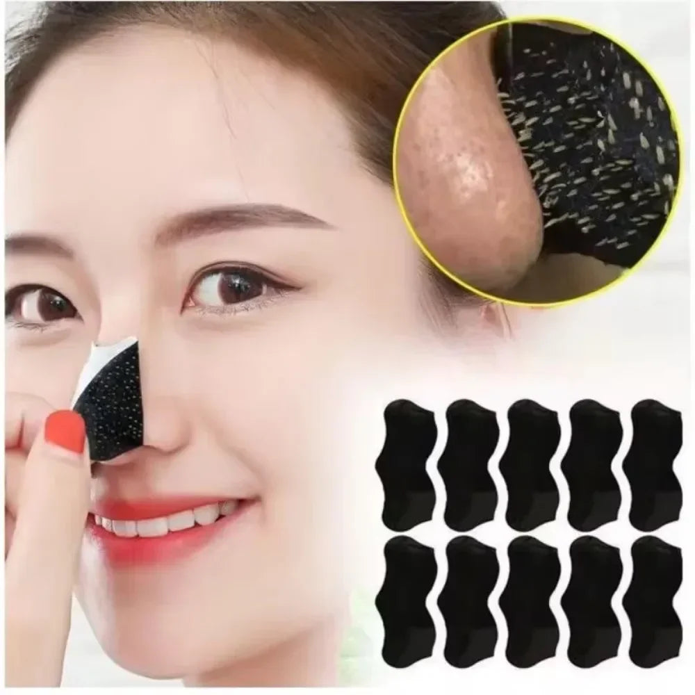 50/100PCS Bamboo Charcoal Nasal Strips Blackhead Remover Mask Acne Pimples Treatment Patch Shrink Pores Nose Stickers Skin Care
