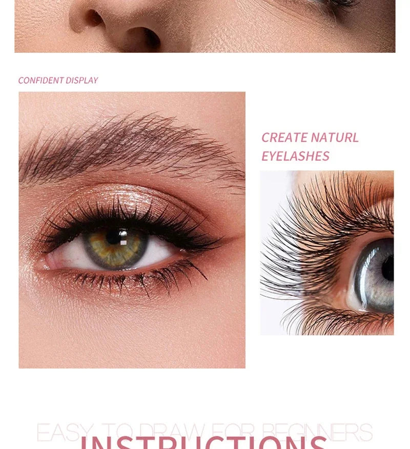 Silk Fiber Curling Mascara, Ultra-Fine Brush, Lengthening & Volumizing, Waterproof, Smudge-Proof, Long-Lasting, Unisex, Eye Safe