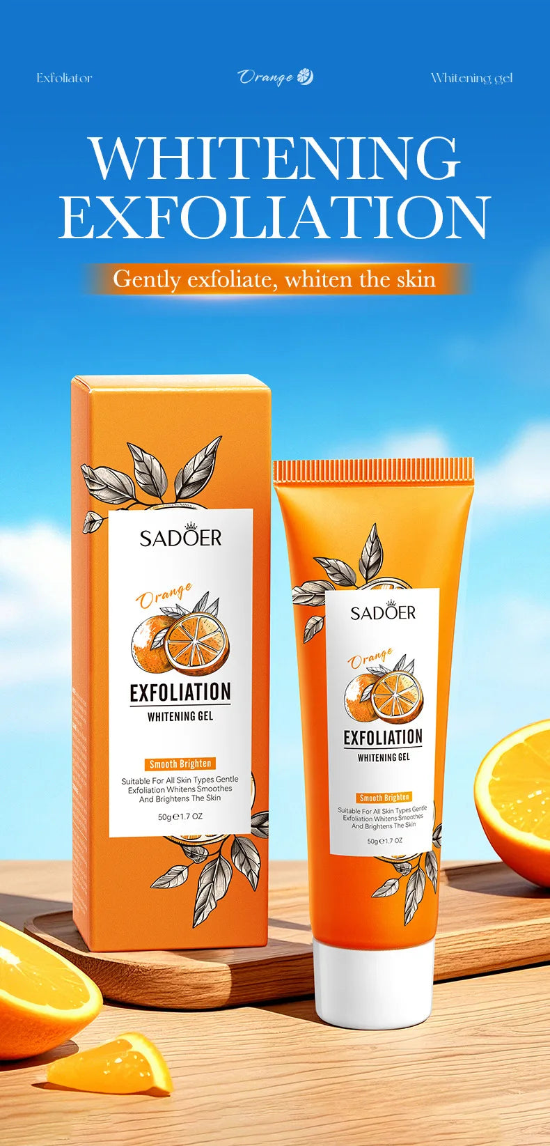 Orange Exfoliating Peeling Gel Facial Scrub Moisturizing Nourish Repair Scrubs Blackhead Removal Face Cleanser Korean Cosmetics