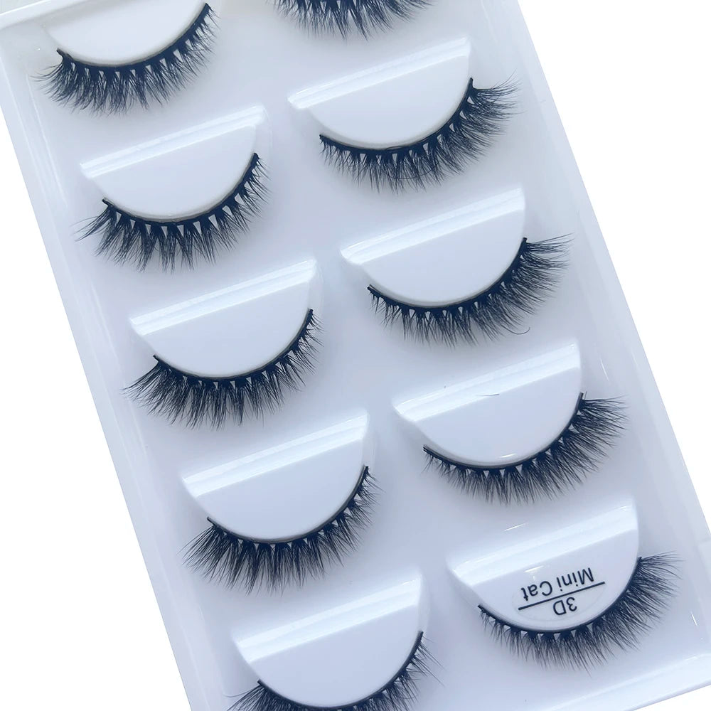 New 5 Pairs Natural 3D False Eyelashes Makeup Mink Eyelash Fake Eye Lashes Faux Cils Make Up Beauty Maquillaje Tools H13 Cat