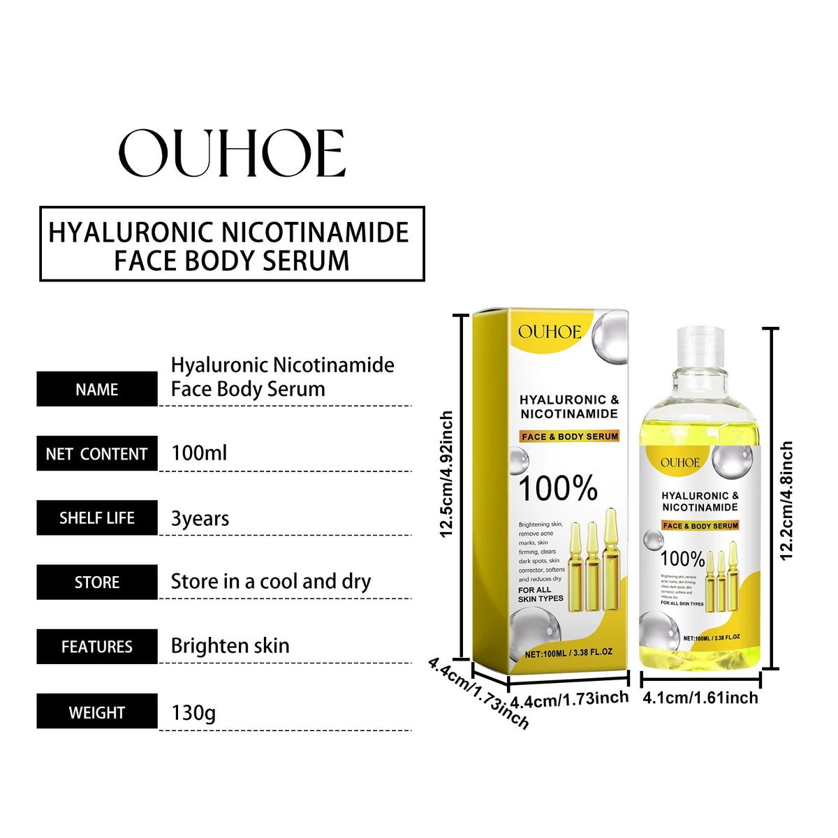 Hyaluronic Acid Facial Serum Moisturizing Smoothing Repair Skin Nicotinamide Brightening Skin Care Lift Firm Face Body Essence