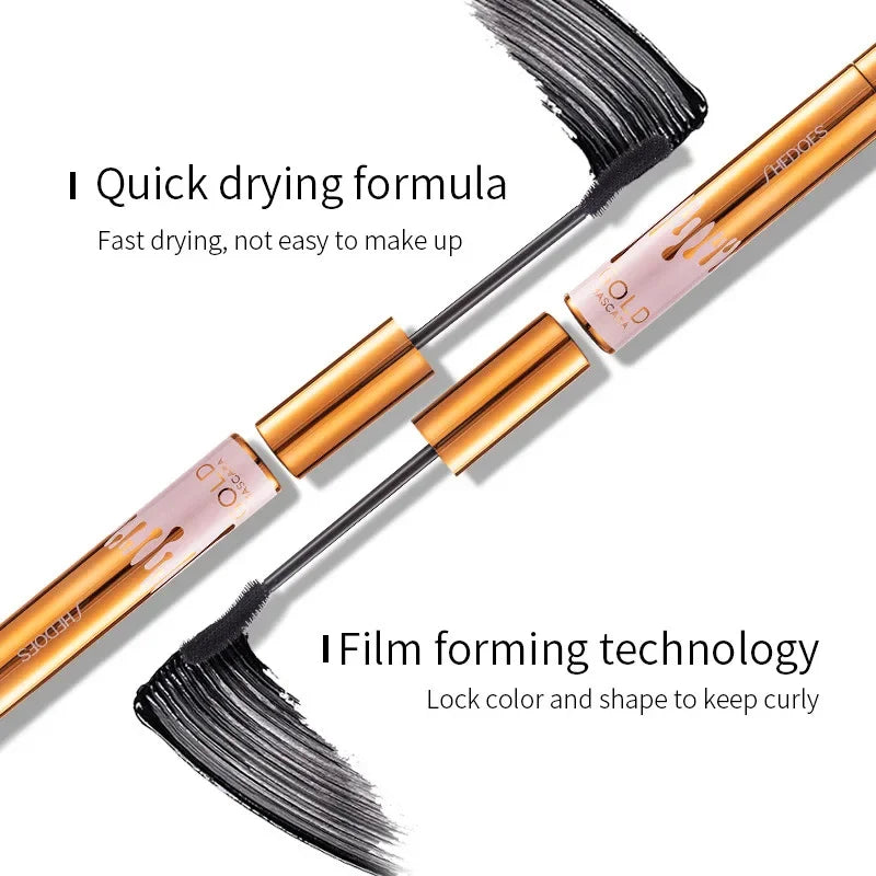 3D Mascara Lengthening Black Lash Eyelash Extension Eye Lashes Brush Beauty Makeup Long-wearing Gold Color Mascara