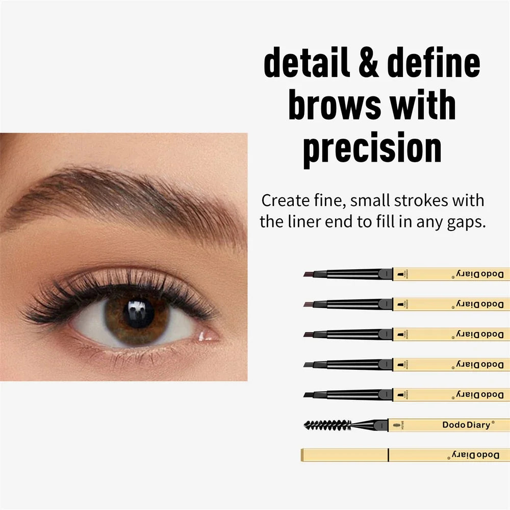 2 In 1 Deluxe Golden Strip Eyebrow Pencil Long-Lasting Waterproof for Precise Application Line Color Delicate Makeup