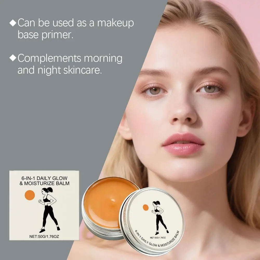 6-in-1 Daily Glow & Moisturize Day Balm, Night Balm & Face Scrub Reduces Acne & Redness, Moisturizing & Repairing Skin Care 50g