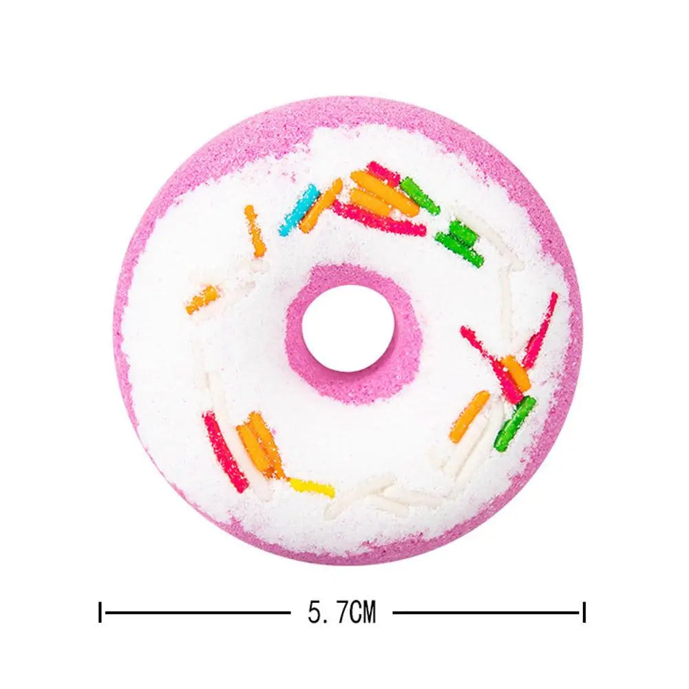 Donut Shaped Bath Salt with Moisturizing Oil, Fizzy Effervescent Bath Salt Ball for Relaxation, Skin Care Gift for Women