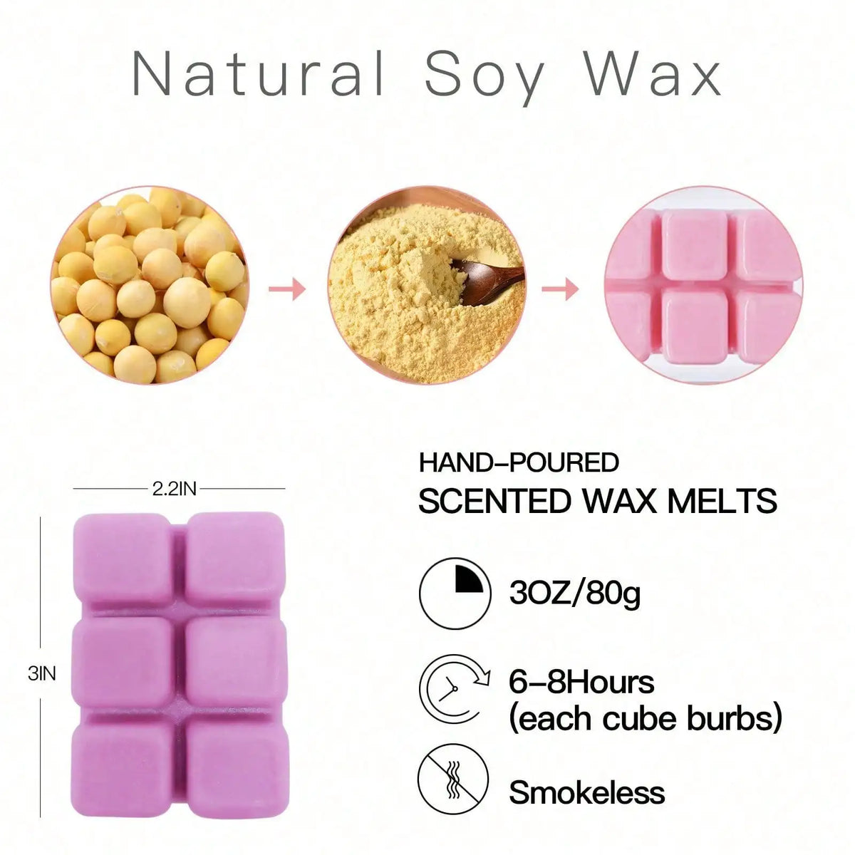 Scented Wax Melts Set, 8 Assorted Scents (Lavender/Vanilla/Rose), Natural Soy Wax Candle Wax Tarts for Home Fragrance & Relaxati
