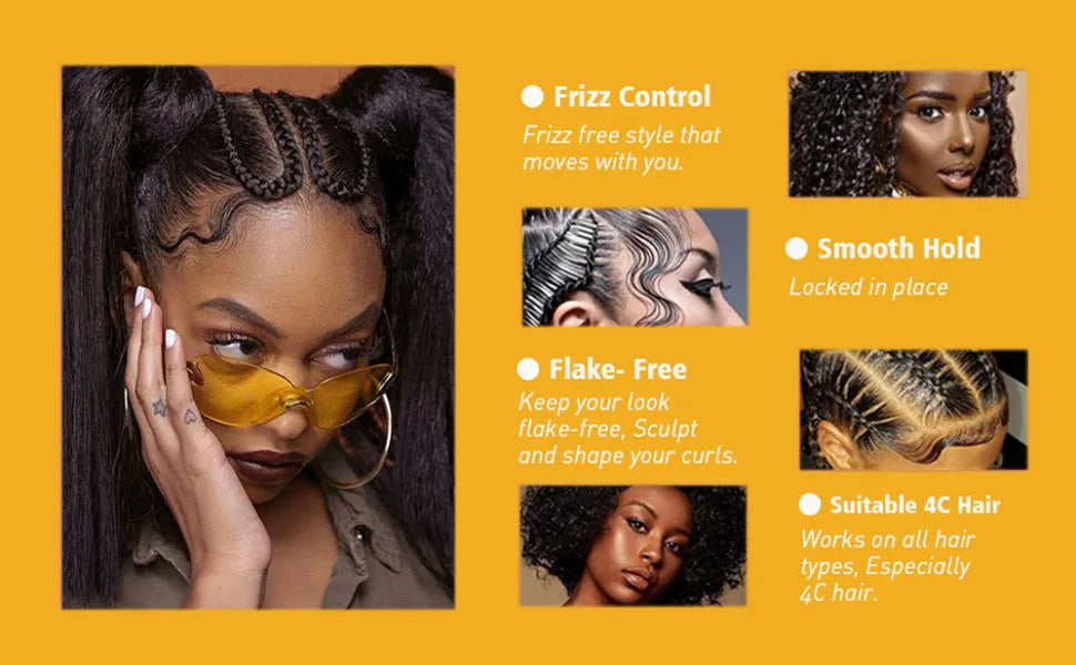 GOIPLE Strong Hold Braid Gel High Shine Cleansing Moisturizing Foaming for Twists & Locs Edges Cornrows Anti-Frizz Braiding Wax