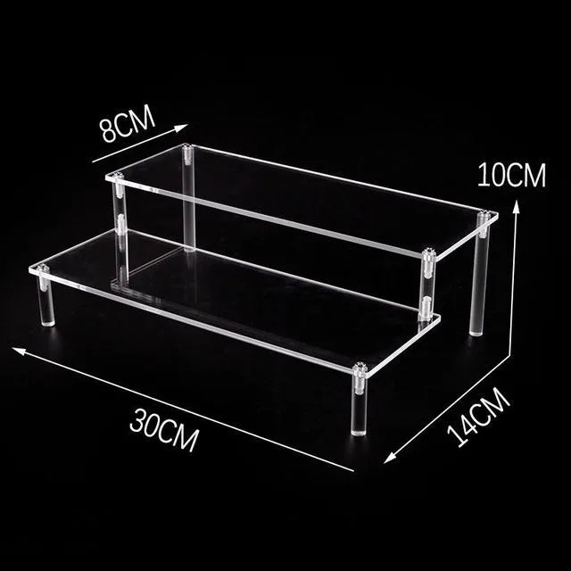 Acrylic Riser Display Shelf,3 Tier Display Stand for Amiibo Funko POP Figures,Cupcake Perfume Organizer Makeup Collection Doll