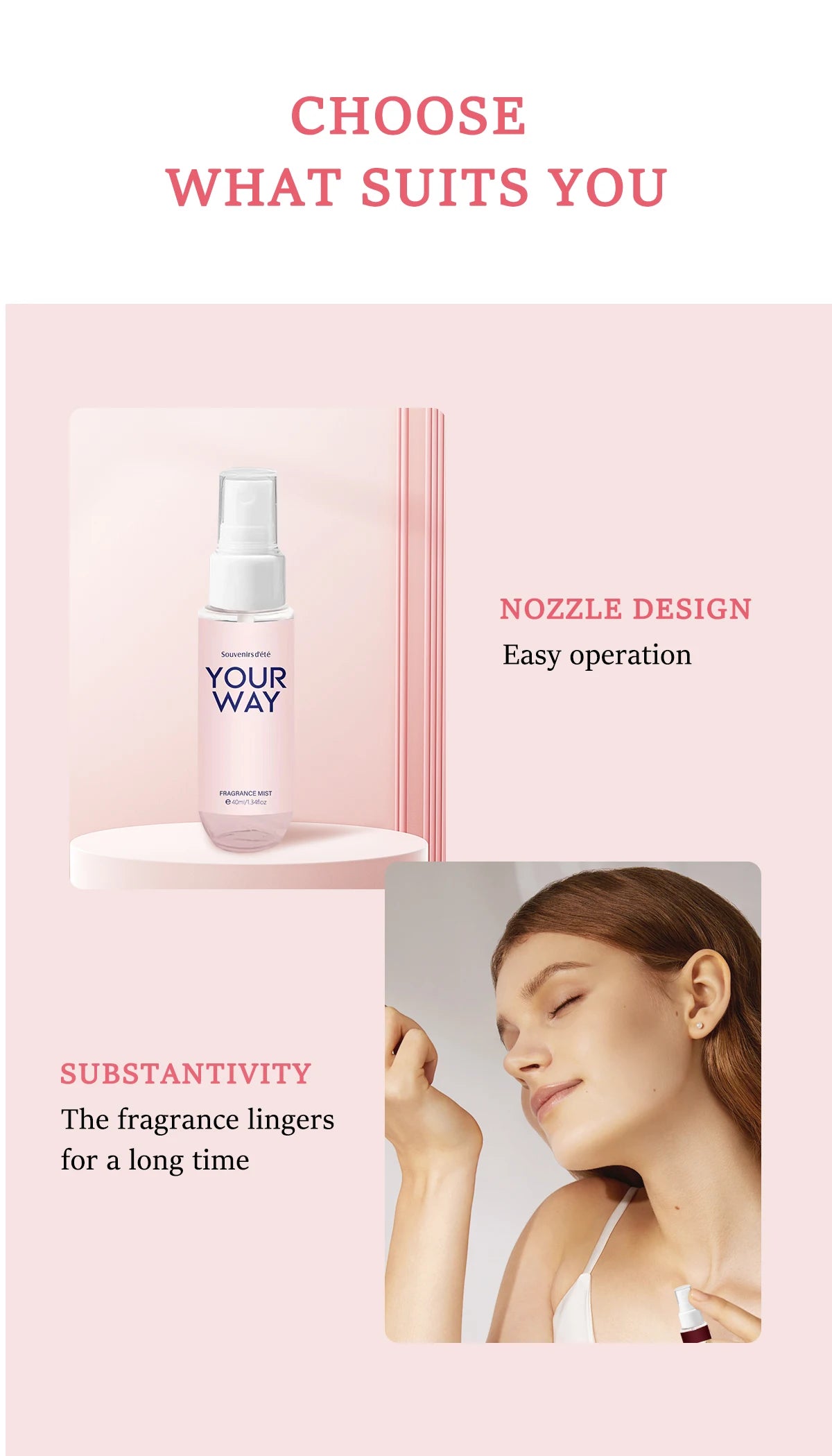 4pcs Pink Women's Body Perfume, Fresh Floral Fragrance Spray, Lasting Fragrance, Alcohol Free, Ideal Gift for Women