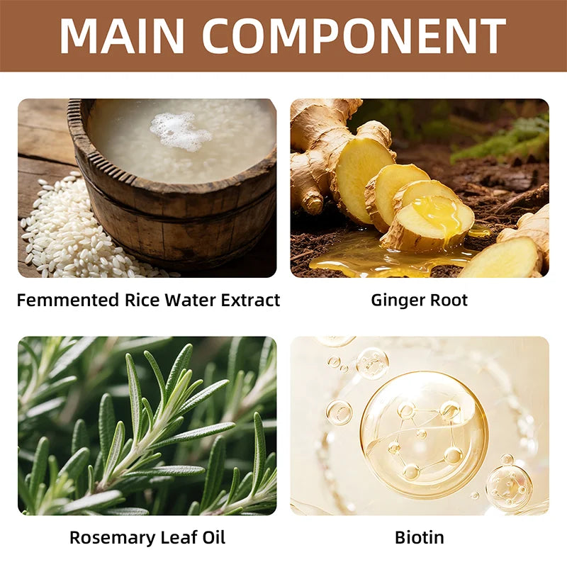 YUITIKUE Rice Water 3-in-1 Shampoo - Rosemary Ginger Root Deep Cleansing Shampoo for Smooth Shiny Hair
