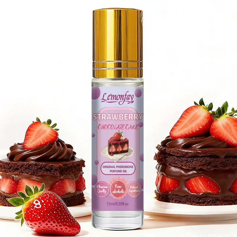 Lemonfay Strawberry Chocolate Cake Pheromone Perfume Oil | Non-Alcoholic Portable Roll-On | Long Lasting Sweet Scent 15ml