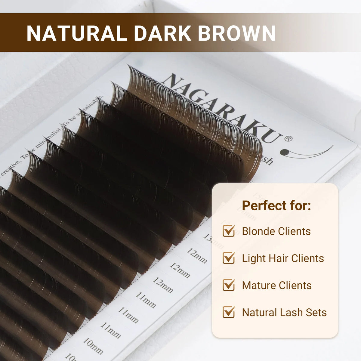 NAGARAKU Luxury Classic Eyelash Matte Black Dark Brown 100% Hand Made 3rd Classic Eyelash 16rows Individual Soft Natural